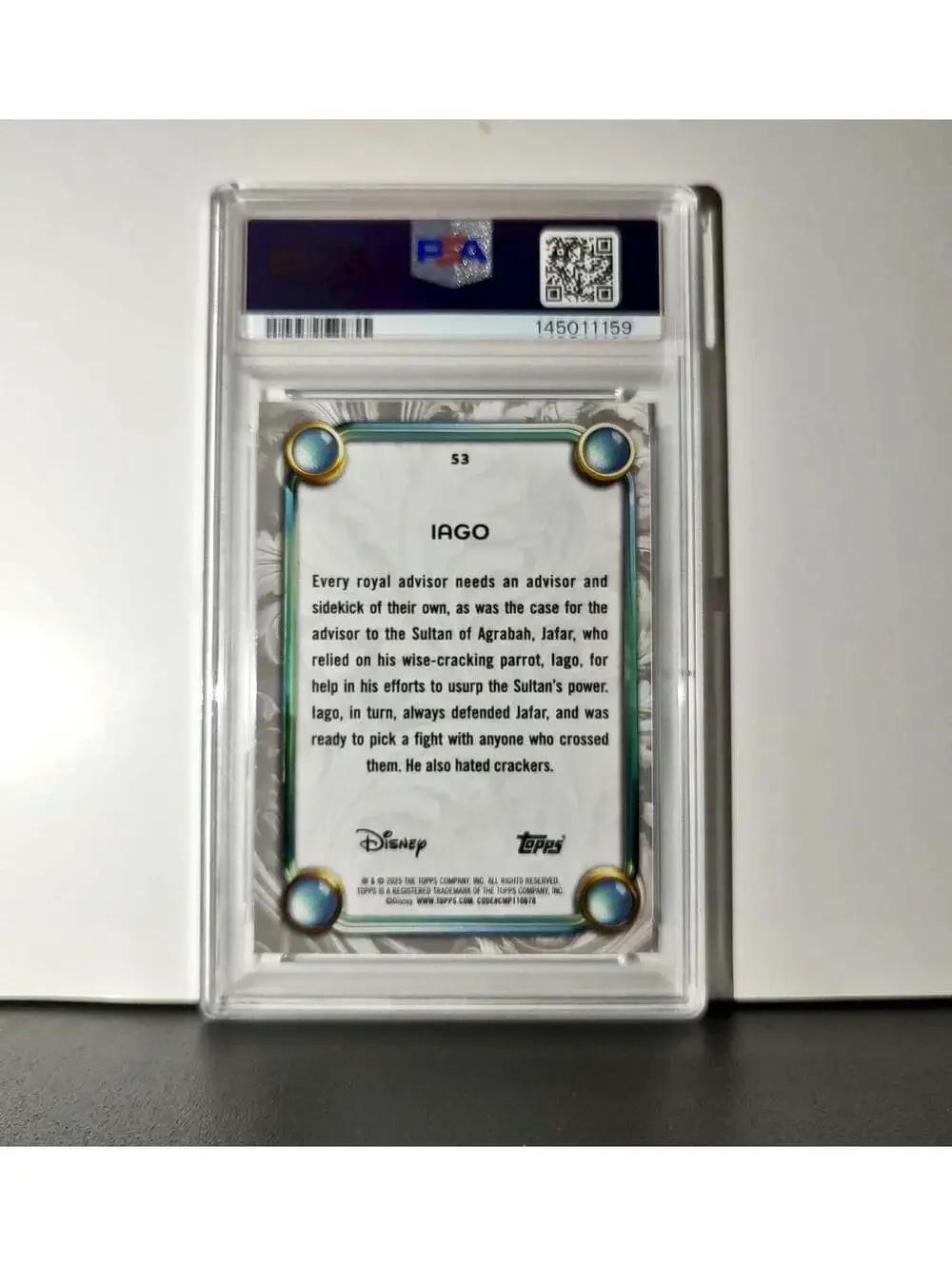 Iago 2025 Topps Disney Wonder #53 Winter Variant Card Aladdin PSA 8